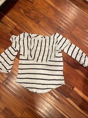 Chaser White and Black Striped Off-Shoulder Top -Used condition price reduced!